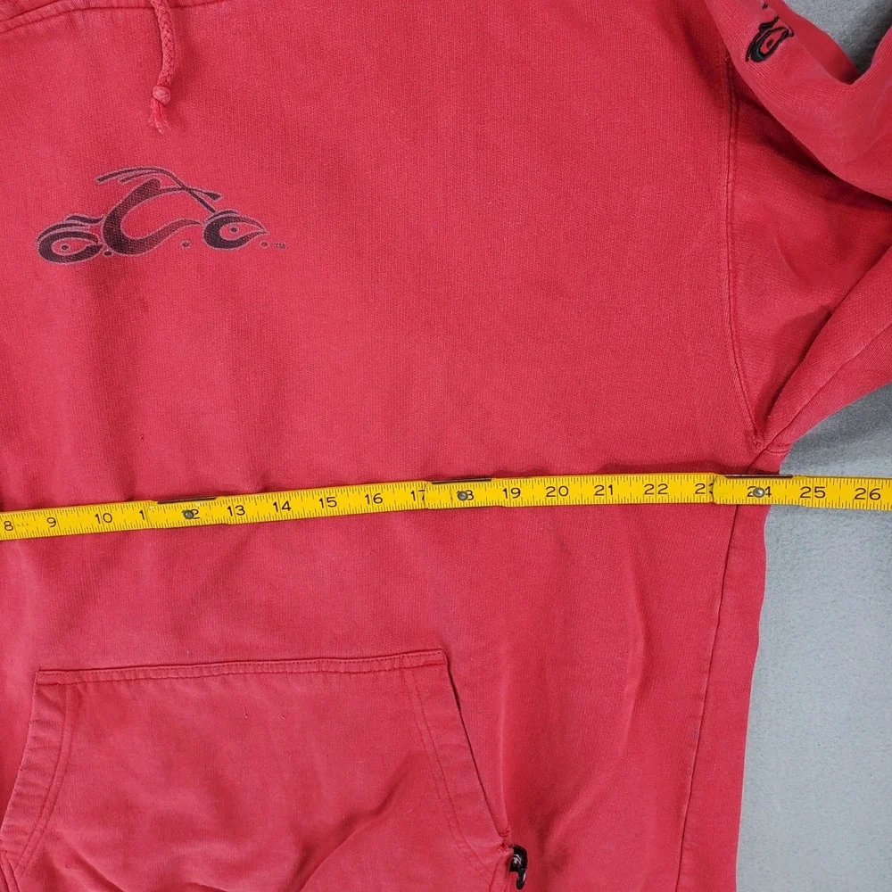 Orange County‎ Choppers Hoodie Men XL Red Biker Graphic Distressed Pullover OCC